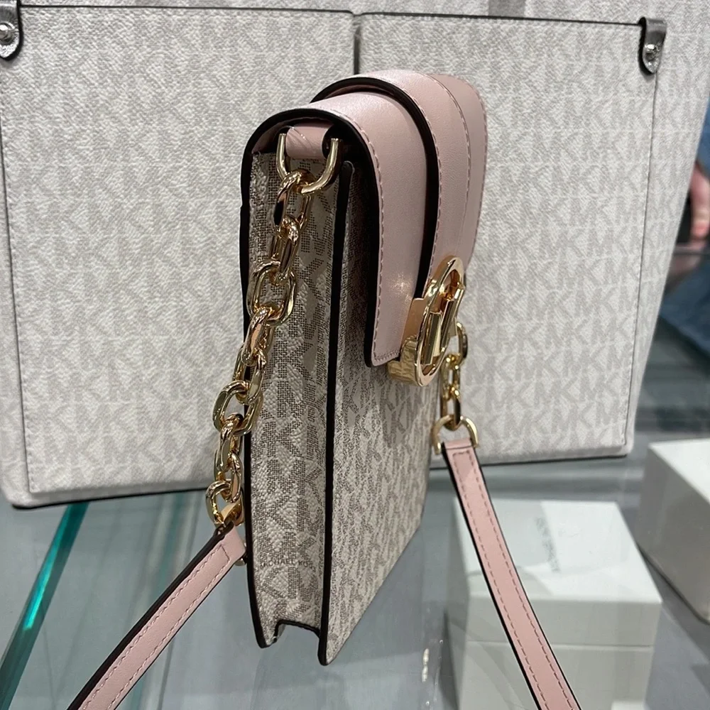 Michael Kors Carmen Small Logo Smartphone Crossbody Bag Powder Blush Multi  NWT